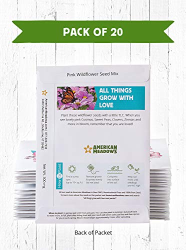 American Meadows Wildflower Seed Packets ''All Things Grow With Love'' Party Favors (Pack Of 20) - Wildflower Seed Mix, Party Favors For Weddings, Valentine's Day, Anniversaries, Thank You #TOP1