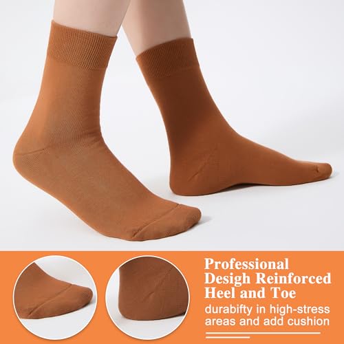 Image of ATBITER Women's Thin Cotton Crew Socks - Soft Above Ankle Bootie Casual Dress Socks 6-Pairs