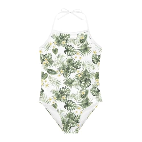 Image of Cute Backless One Piece Swimsuits for Girls Adjustable Halter Strap Bathing Suit Beach Swimwear for Girls