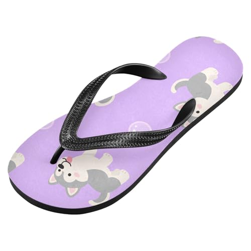 Women Beach Summer Casual Flip Flop Dog PurpleQuick Dry Sandals Slipper for Men A2301267