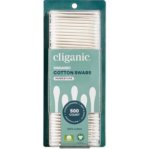 Cliganic Organic Cotton Swabs, 500 Count thumbnail