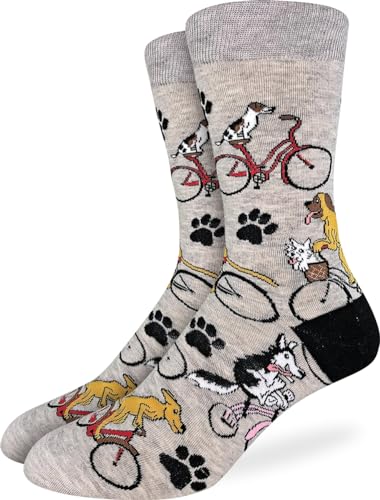 Good Luck Sock Men's Dogs on Bicycles Socks, Shoe Size 7-12