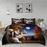 Dozrmey Bettwäsche 135x200 Mikrofaser 3 Teilig Tier Hund, Mikrofaser Kinderbettwäsche Set Jungen Mädchen Einzelbett Bettwäsche - 1 Bettbezüge 135x200 cm+ 2 Kissenbezug 80x80 cm G367