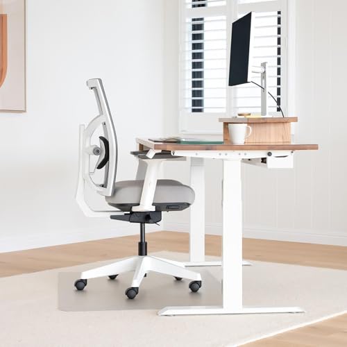 Image of Desky Clear Chair Mat - Heavy-Duty Translucent PVC Office Chair Floor Protector - Water-Resistant, Non-Slip, UV-Protection for Carpet & Hard Floors