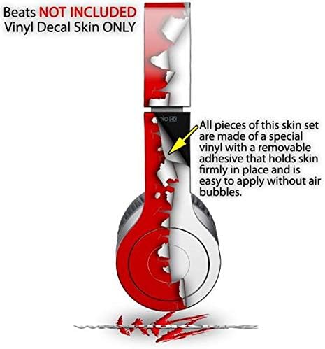 Skin Decal Wrap Works with Original Beats Solo HD Headphones Ripped Colors Red White Skin Only (Headphones NOT Included)