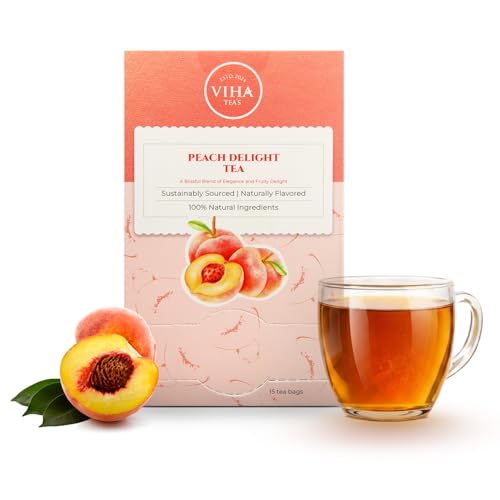 Image of Peach Delight Tea (15 Pyramid Tea Bags) - Fruity & Refreshing | Low Caffeine | Deliciously Vibrant Blend | Herbal Tea | Green Tea
