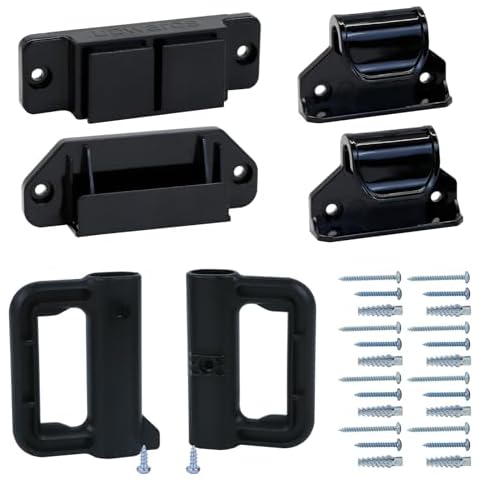 KISKIZ Retractable Baby Gate Replacement Parts Kit (Black) Retractable Baby Gates Full Set Wall Mount Accessories Retractable Dog Gate Baby Gate Hardware with Brackets, Latches, Hooks and Screws Cover