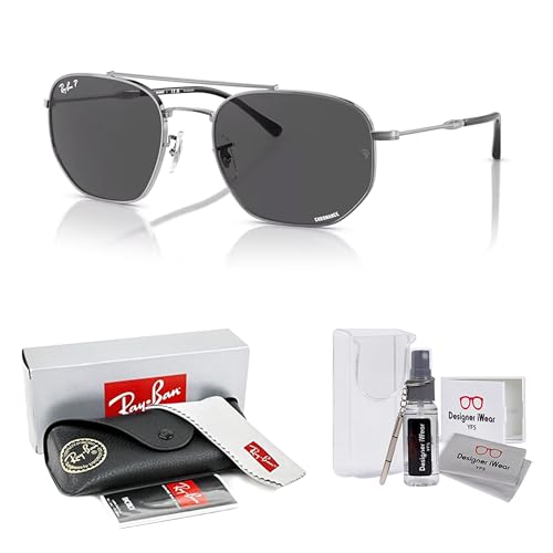 Ray-Ban RB3707 Squared Hexagonal Double Bridge Sunglasses for Men for Women +BUNDLE with ACCESSORY EYEWEAR KIT2
