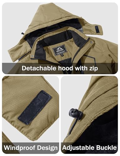 Image of MAGCOMSEN Men's Winter Coats Waterproof Ski Snow Jacket Warm Fleece Parka Raincoats With Multi-Pockets