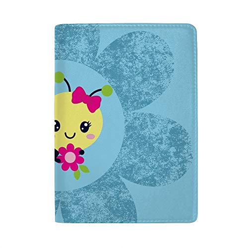 Étui pour passeport motif abeilles fleurs 6.5 x 4.5 pouces protège passeport simili cuir