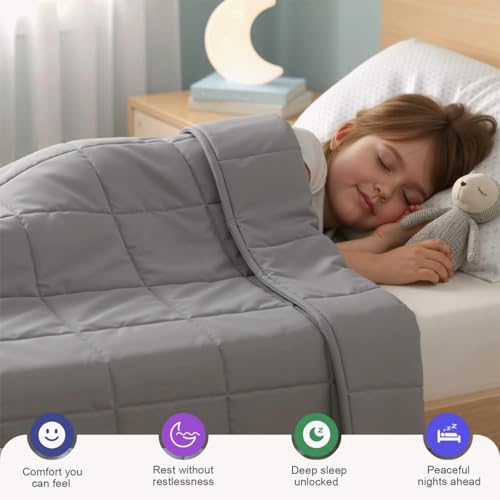 Image of Weighted Blanket -5lbs 41 inchx60 inch Cooling Heavy Blanket for 60-80lbs with Premium Glass Beads - Soft Thick Big Blankets for All-Season Sleeping Comfort Breathable