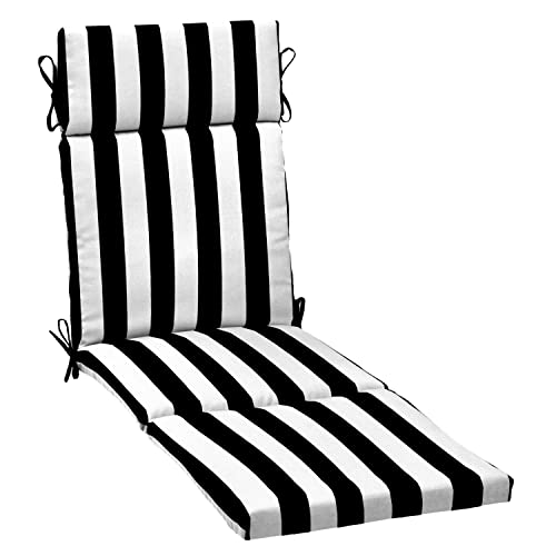 Arden Outdoor Chaise Cushion, 21 in x 72 in, Weather-Proof, Rain-Proof, Fade Resistant Patio Cushion for Chaise Lounger Black Cabana Stripe by Arden Selections - Used condition - US$43.54