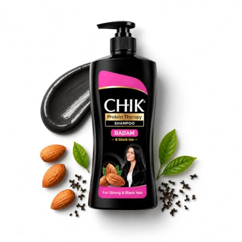Chik Protein Therapy Shampoo|Badam & Black Tea|2X Stronger Hair|650ml