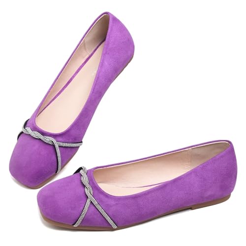 Image of TN TANGNEST Womens Casual Flats Chain Ballet Flats | Fashion Pointed Toe Rhinestone Flats, Comfort Slip On Dress Shoes for Business Work Office Wedding Party