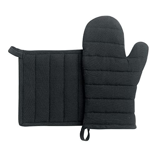 Winkler - Lot gant/manique Jona – Coton recyclé - Protection de cuisine, barbecue, pâtisserie – Dessous de plat en tissu