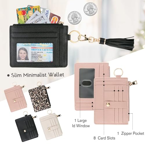 Image of KNGITRYI Small Wristlet Wallets for Women RFID Credit Card Holder Wallet Keychain Wristlet Wallet Credit Card Wallets for Women (Black)