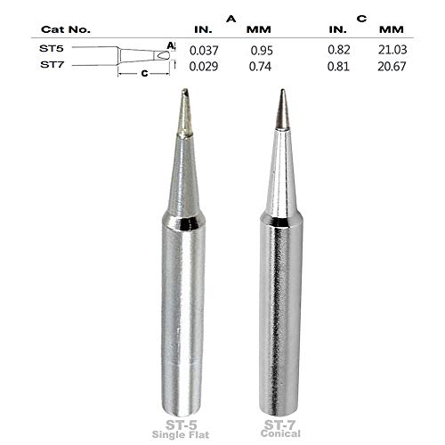 Mokaou soldering tips for weller ST7 ST5 Screwdriver & Conical Tip, Nozzle tip for WP25, WP30 and WP35 Irons and WLC100 Station Soldering(6pcs) - Thumbnail 3