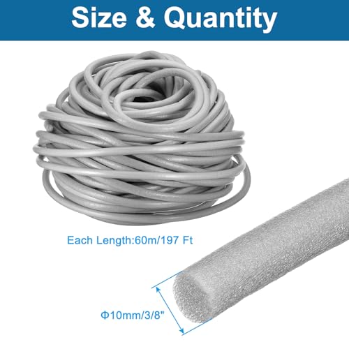 Image of PATIKIL 3 /8 inch x 197 ft Foam Backer Rod, Foam Caulk Saver Concrete Expansion Joint Filler Weather Strip for Sealing Concrete Gaps, Crack Joint Sealer, Grey