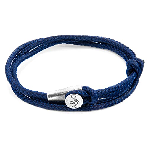 ANCHOR & CREW Bracelet Dundee Argent et Corde Bleu Marine - Homme - Taille Unique Cover