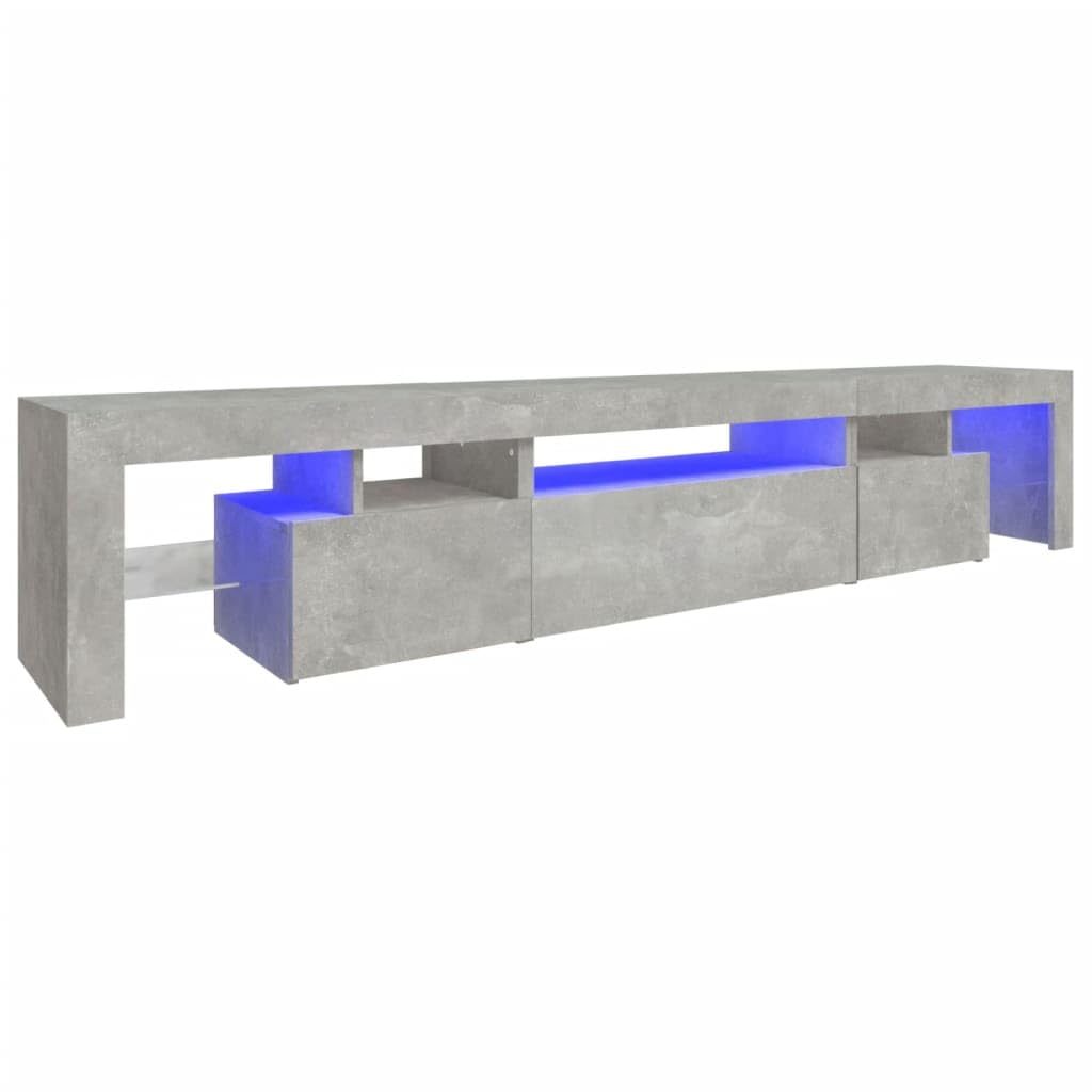 vidaXL Mobile Porta TV con Luci LED Grigio Cemento 215x36,5x40 cm