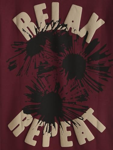 Image of WROGN Men's 220 GSM Cotton Blend T-Shirt | Relax Repeat Puff Print Front & Back | Oversized Fit