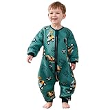 LILBESTIE Toddler Sleep Sack with Feet, 1.5 TOG Wearable Blanket Toddler, Cotton Long Sleeves Sleep Sack 18 Months-3T, Excavator
