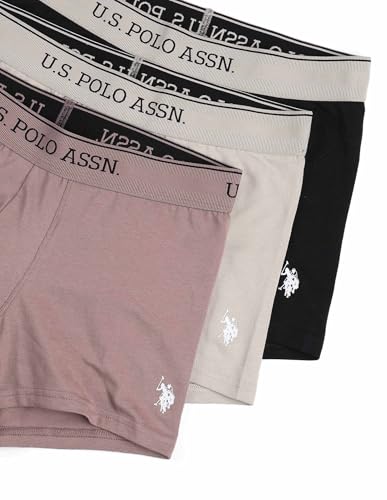 Image of U.S. Polo ASSN. Mens OET15 Mid Rise Solid Underwear Trunks - Pack of 3