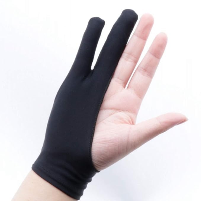 generic 2 finger drawing anti-fouling glove for graphics tablet, paper sketching,