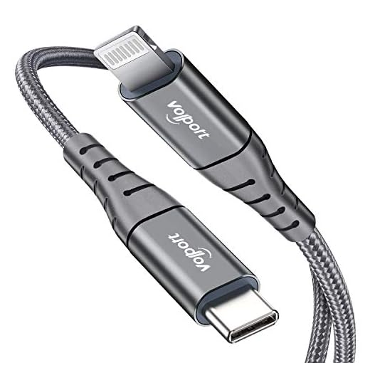 volport USB C to Lightning Cable 3ft [MFi Certified] Grey Silver, 1m Braided Fast Charging Data Transfer Cable for Apple iPhone 14 13 12 11 Pro Max X XR XS Plus Mac iPad and AirPods