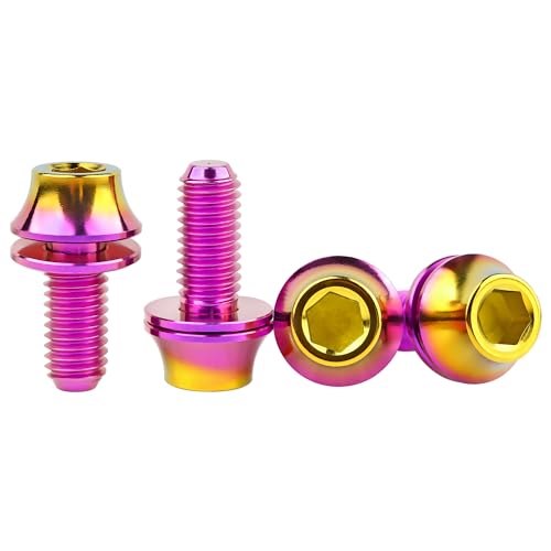 Image of Titanium M5x12mm with Washer Bicycle Water Bottle Cage Bolt 4 Pack