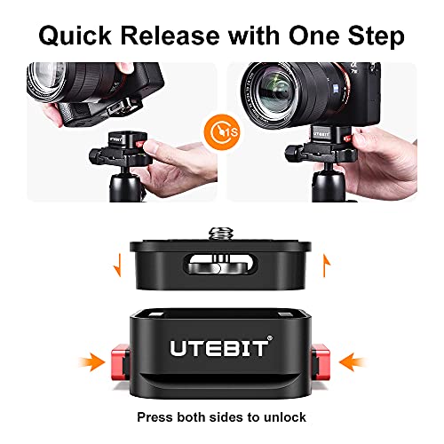 Utebit 2 Pieces Quick Release Plate, Tripod Qr Camera Mount Adapter With 1/4" 3/8" Screw, Compatible With Dslr Camera, Tripod Ball Head #TOP1