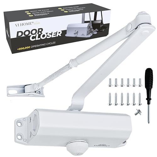 Cierrapuertas Automatico Ajustable Con Retenedor 60kg / Muelle Puerta Con Sistema Hidraulico/Cierra Puertas Automatico/Cierre Automatico (Blanco)