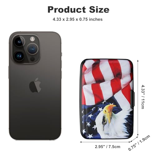 Image of ELFISH Mini RFID Aluminum Wallet Credit Cards Holder Business Card Case Metal ID Case for Men Women(Flag2