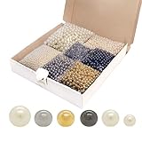 Valo Concept Imitation Round No Hole Pearls Mix Pack (6-8 -10mm) - Easy to Use with The Pearl...
