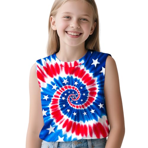 Kids Tie Dye Tank Tops for Boys Girls Sleeveless Summer Shirts Polyester Outfit Clothes Tees 6-14 Yeas4