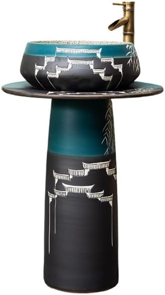 Ceramic Bathroom Vessel Sink Floor-Standing Pedestal Wash Basin for Hotels Homes Stylish Countertop Vanity Sink Elegant Design