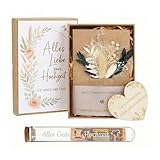 Hochzeit Geldgeschenk Geschenkbox mit Karte – Stilvolle Geschenkbox aus Kraftpapier mit Trockenblumen, Hanfseil & Reagenzglas, Geldgeschenk Hochzeit für Brautpaar