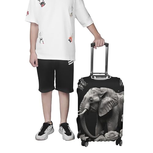 Elephant And Butterfly Luggage Cover Tsa Approved Suitcase Covers for Luggage Elastic Washable Suit Case Covers Anti-Scratch Travel Luggages Sleeve Suitcase Protector Fits 19-30 Inch Case(M) 7