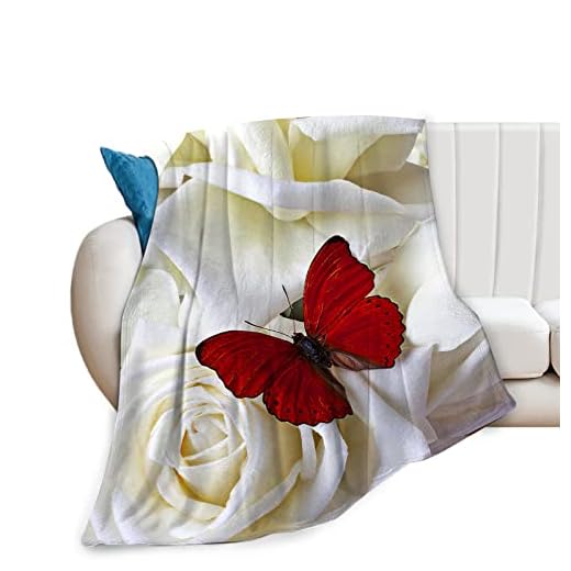 Butterfly and Roses Blanket for Girls Women Gifts for Butterfly Lovers Throw Blanket for Kids Adults Ultra Soft Cozy Fleece Blanket for Couch Sofa ​Bed 40"x50"