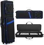 BOSSTIN 88 Case clavier avec roues, dimension intérieure: 53.5"x 15"x 7", Étanche à l'eau Rolling Gig Bag Clavier Piano Case pour 88 Clé pour piano (bleu)