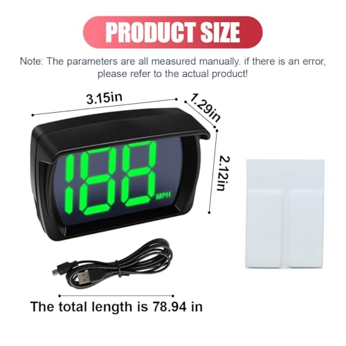 Tuxihapp Car HUD GPS Digital Speedometer, Automotive MPH LED Large Font Head Up Display with USB Cable Plug & Play, Universal Vehicle Speed Meter for Golf Cart, Truck, SUV, Motorcycle(MP/H)