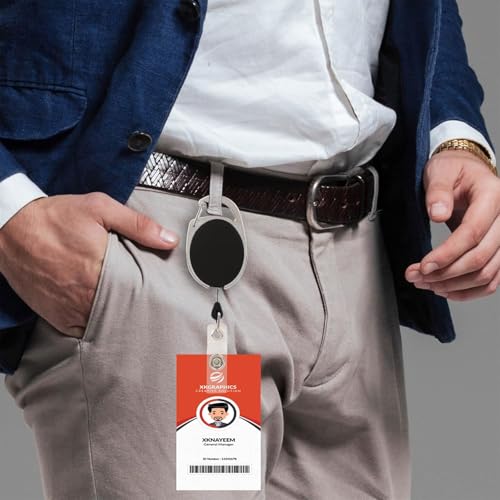 Image of AccuPrints Retractable Id Card Holder, Keychain Badge Holder, Retractable Steel Wire Reel Design Utility Keyring for Keys, Badge, Cards (Oval 1)