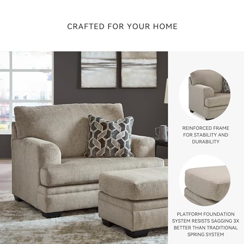 Image of Signature Design by Ashley Stonemeade Transitional Oversized Chair with Reversible Seat Cushion and Accent Pillow, Taupe