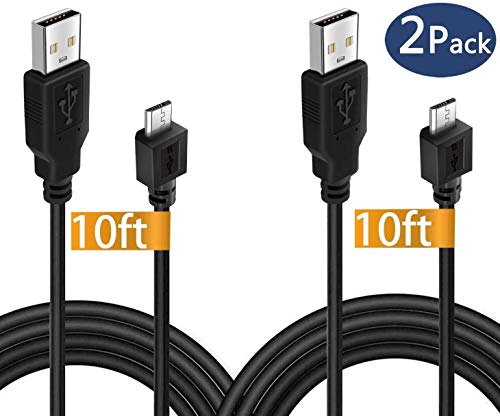 2 Pack 10ft PS4 Controller Charging Cable, Play and Charger Data Sync Cord