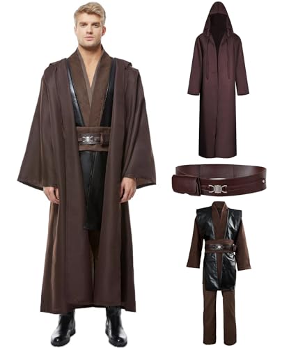 Anakin Skywalker Costume Adult Men Tunic Robe Obi-Wan Kenobi Cosplay Pants Belt Cloak Accessories Outfit