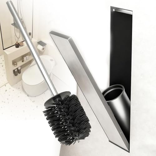 Atwynd Escobillero Empotrado, Invisible de Pared, para Ducha de Acero Inoxidable 304, con Cierre Elástico, Ahorra Espacio, Fácil de Limpiar, para Baños