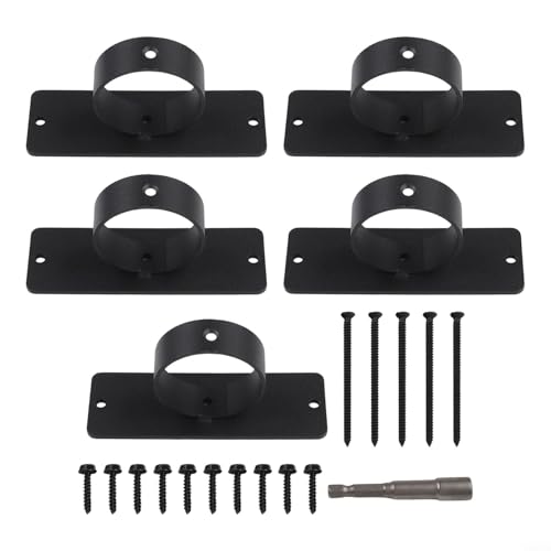 UrbanHui Lot de 5 supports de corde en acier inoxydable pour une utilisation en extérieur - 12 x 5 x 4 cm - Noir - Résistant à la rouille pour clôture de jardin, balustrades en corde et décoration