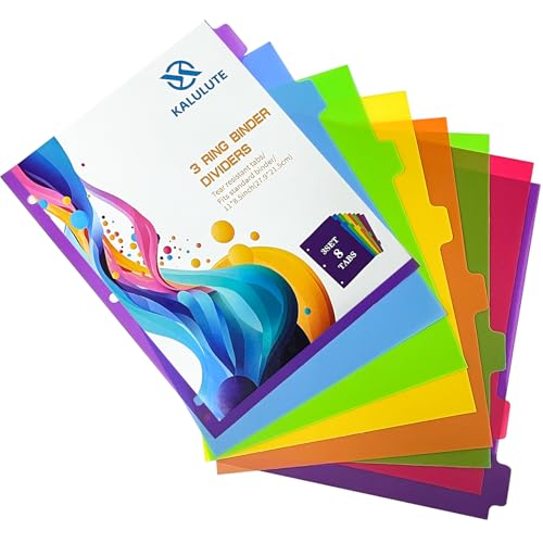 Intercalaires pour classeur à 3 anneaux Lot de 8 onglets multicolores plastique