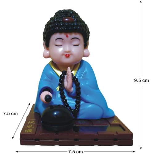 Image of WinsomeCollection Monk Hand and Head Moving Baby Laughing Lord Buddha Idol Statue Solar Powered Dancing Showpiece Gift Item Car Dashboard Decoration Room Office Hotel Home Decor