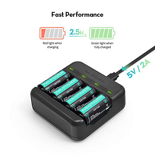 image for CR123A Rechargeable Batteries RAVPower [8 Pack 3.7V 700mAh ] Protected